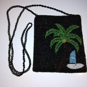 Beaded purse palm tree sail boat